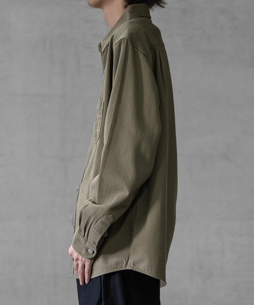 JOHN'S CLOSET（ジョンズクローゼット）の「【a】6.5oz デニム/ツイル ワンポイント刺繍 ルーズサイズ 長袖シャツ（シャツ/ブラウス・メンズ・カーキ/ネイビー/アイボリー/ブルー・MEDIUM/LARGE/X-LARGE）」の13枚目の写真