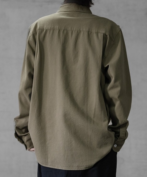 JOHN'S CLOSET（ジョンズクローゼット）の「【a】6.5oz デニム/ツイル ワンポイント刺繍 ルーズサイズ 長袖シャツ（シャツ/ブラウス・メンズ・カーキ/ネイビー/アイボリー/ブルー・MEDIUM/LARGE/X-LARGE）」の14枚目の写真