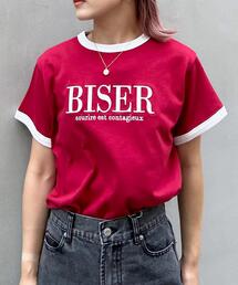 ふくれ刺しゅうリンガーTシャツ/A
