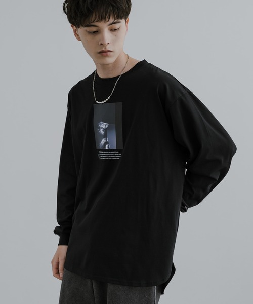 Rocky Monroe（ロッキーモンロー）の「シルケットライク フロントプリントロングスリーブTシャツ（Tシャツ/カットソー・メンズ・ホワイト系/グレー/グレー系/ホワイト/ブラック系/ブラック・L/LL/M）」の4枚目の写真