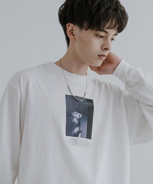 Rocky Monroe（ロッキーモンロー）の「シルケットライク フロントプリントロングスリーブTシャツ（Tシャツ/カットソー・メンズ・ホワイト系/グレー/グレー系/ホワイト/ブラック系/ブラック・L/LL/M）」の7枚目の写真