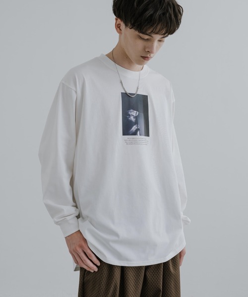 Rocky Monroe（ロッキーモンロー）の「シルケットライク フロントプリントロングスリーブTシャツ（Tシャツ/カットソー・メンズ・ホワイト系/グレー/グレー系/ホワイト/ブラック系/ブラック・L/LL/M）」の9枚目の写真