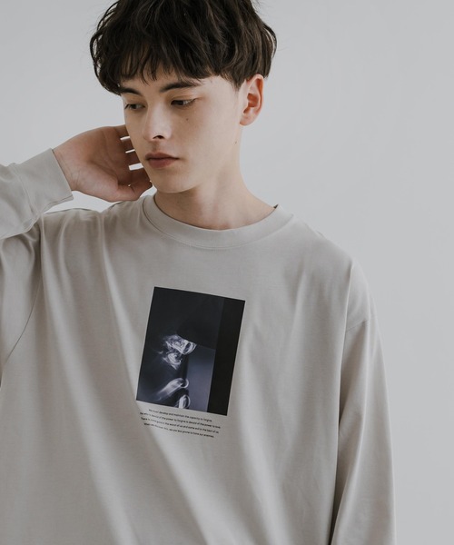 Rocky Monroe（ロッキーモンロー）の「シルケットライク フロントプリントロングスリーブTシャツ（Tシャツ/カットソー・メンズ・ホワイト系/グレー/グレー系/ホワイト/ブラック系/ブラック・L/LL/M）」の21枚目の写真