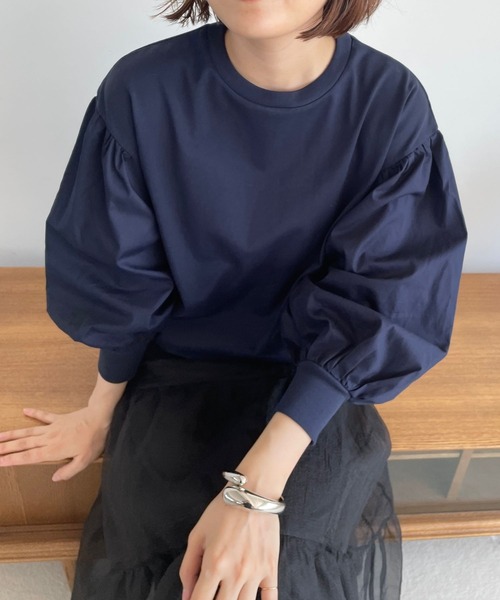 LOWRYS FARM(ローリーズファーム)の「ソデキリカエボリューム8分袖 970312(Tシャツ/カットソー・レディース・ネイビー/ブラック/ホワイト・FREE)」の3枚目の写真