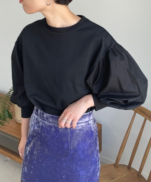 LOWRYS FARM(ローリーズファーム)の「ソデキリカエボリューム8分袖 970312(Tシャツ/カットソー・レディース・ネイビー/ブラック/ホワイト・FREE)」の2枚目の写真