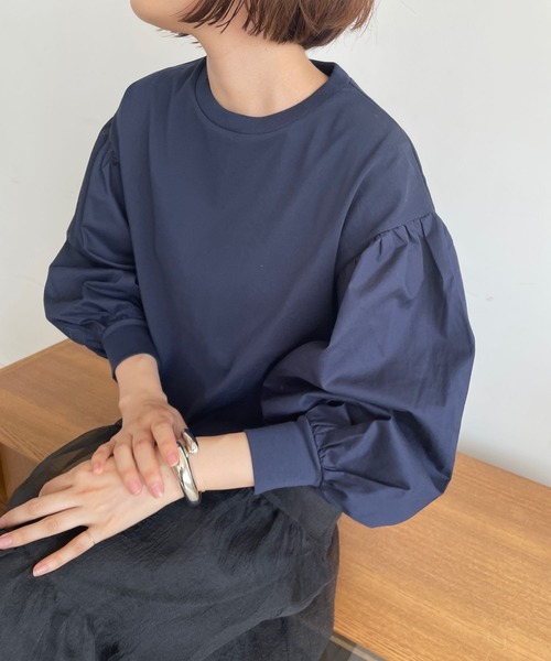 LOWRYS FARM(ローリーズファーム)の「ソデキリカエボリューム8分袖 970312(Tシャツ/カットソー・レディース・ネイビー/ブラック/ホワイト・FREE)」の10枚目の写真