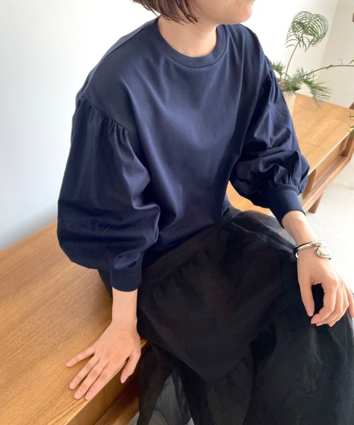 LOWRYS FARM(ローリーズファーム)の「ソデキリカエボリューム8分袖 970312(Tシャツ/カットソー・レディース・ネイビー/ブラック/ホワイト・FREE)」の11枚目の写真