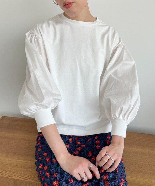 LOWRYS FARM(ローリーズファーム)の「ソデキリカエボリューム8分袖 970312(Tシャツ/カットソー・レディース・ネイビー/ブラック/ホワイト・FREE)」の5枚目の写真