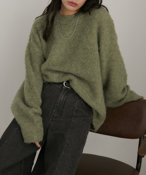 Aunt Marie's（アントマリーズ）の「【ロングセラー！】ミックスブークレニット（ニット/セーター・レディース・チャコールグレー/ライトグレー/グリーン/レッド/ホワイト/ブラウン/コーラルピンク/イエロー/ブルー/モカ/ダークブルー/ライトグリーン・FREE）」の14枚目の写真