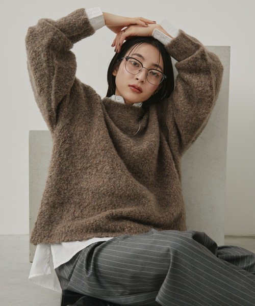 Aunt Marie's（アントマリーズ）の「【ロングセラー！】ミックスブークレニット（ニット/セーター・レディース・チャコールグレー/ライトグレー/グリーン/レッド/ホワイト/ブラウン/コーラルピンク/イエロー/ブルー/モカ/ダークブルー/ライトグリーン・FREE）」の22枚目の写真