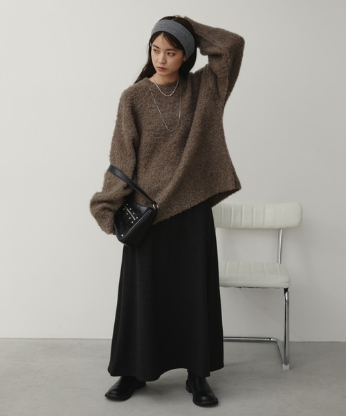 Aunt Marie's（アントマリーズ）の「【ロングセラー！】ミックスブークレニット（ニット/セーター・レディース・チャコールグレー/ライトグレー/グリーン/レッド/ホワイト/ブラウン/コーラルピンク/イエロー/ブルー/モカ/ダークブルー/ライトグリーン・FREE）」の20枚目の写真