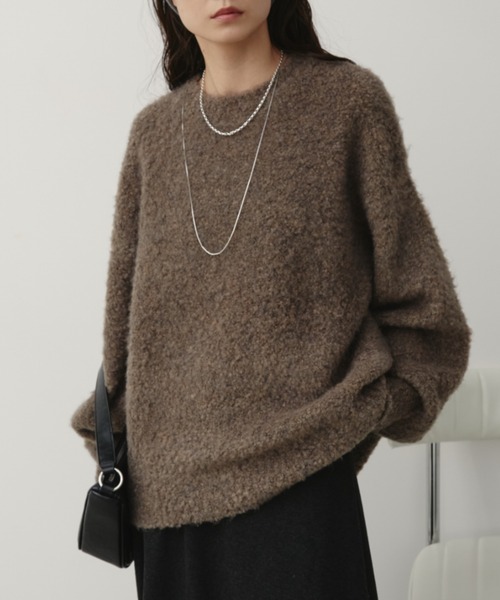 Aunt Marie's（アントマリーズ）の「【ロングセラー！】ミックスブークレニット（ニット/セーター・レディース・チャコールグレー/ライトグレー/グリーン/レッド/ホワイト/ブラウン/コーラルピンク/イエロー/ブルー/モカ/ダークブルー/ライトグリーン・FREE）」の16枚目の写真