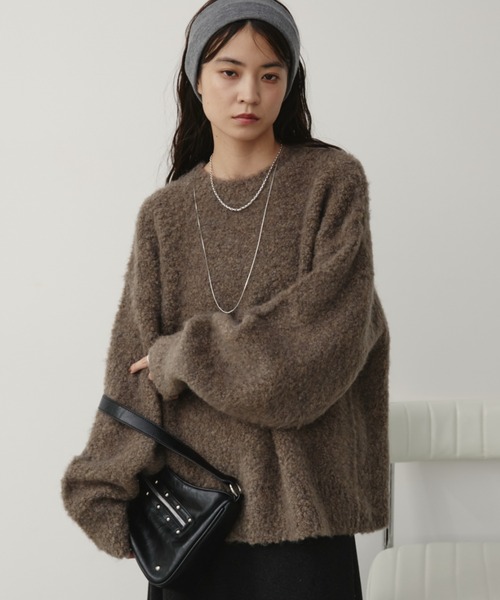 Aunt Marie's（アントマリーズ）の「【ロングセラー！】ミックスブークレニット（ニット/セーター・レディース・チャコールグレー/ライトグレー/グリーン/レッド/ホワイト/ブラウン/コーラルピンク/イエロー/ブルー/モカ/ダークブルー/ライトグリーン・FREE）」の18枚目の写真