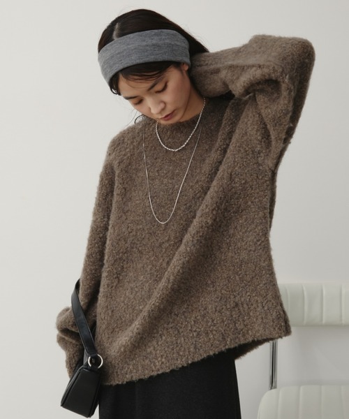 Aunt Marie's（アントマリーズ）の「【ロングセラー！】ミックスブークレニット（ニット/セーター・レディース・チャコールグレー/ライトグレー/グリーン/レッド/ホワイト/ブラウン/コーラルピンク/イエロー/ブルー/モカ/ダークブルー/ライトグリーン・FREE）」の15枚目の写真