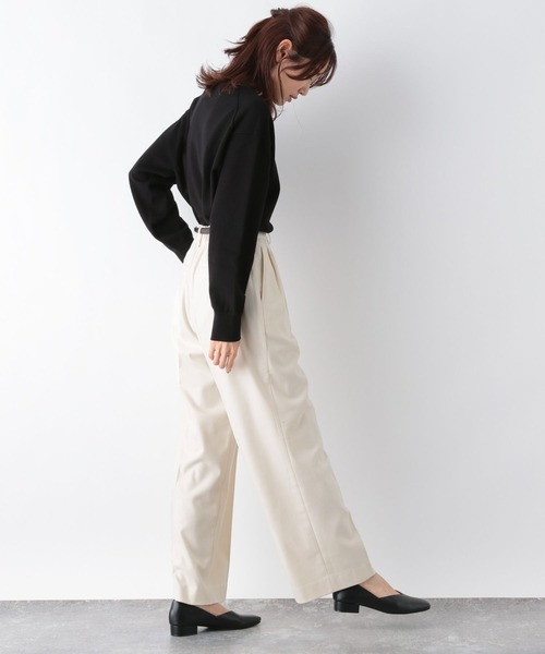 GLOBAL WORK(グローバルワーク)の「あったかウツクシルエットワイドパンツ/967794(その他パンツ・レディース・杢グレー/グレイッシュベージュ/ブラック/オフホワイト・X-SMALL/SMALL/LARGE/MEDIUM)」の8枚目の写真