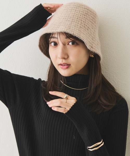 Aunt Marie's(アントマリーズ)の「シャギーチェックベルハット(ハット・レディース・チャコールグレー/アイボリー/ベージュ・FREE)」の15枚目の写真