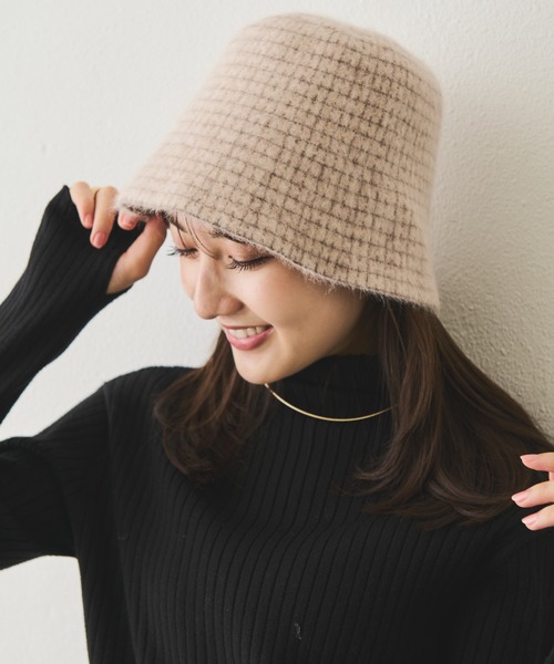 Aunt Marie's(アントマリーズ)の「シャギーチェックベルハット(ハット・レディース・チャコールグレー/アイボリー/ベージュ・FREE)」の17枚目の写真