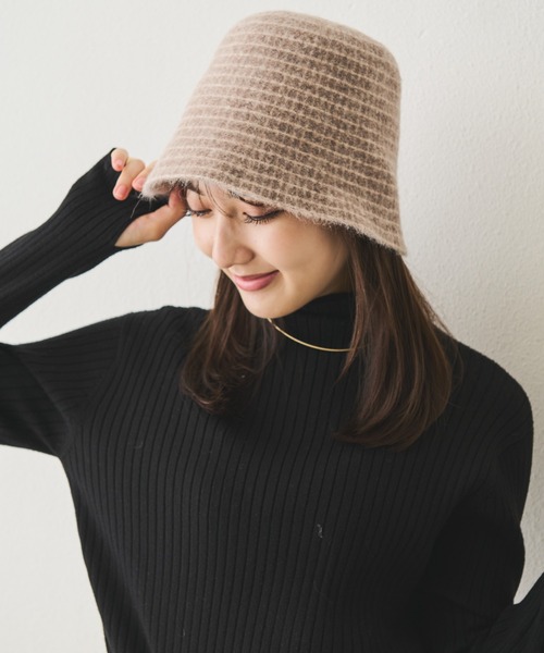 Aunt Marie's(アントマリーズ)の「シャギーチェックベルハット(ハット・レディース・チャコールグレー/アイボリー/ベージュ・FREE)」の19枚目の写真