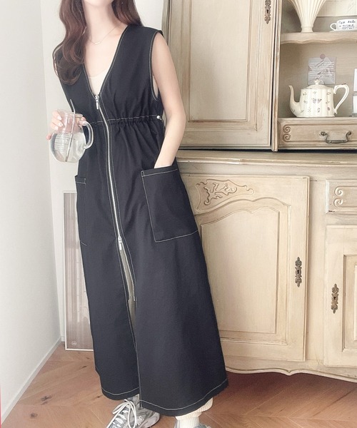 セール】ジレとしてもワンピとしても使える！2way配色ステッチダブル