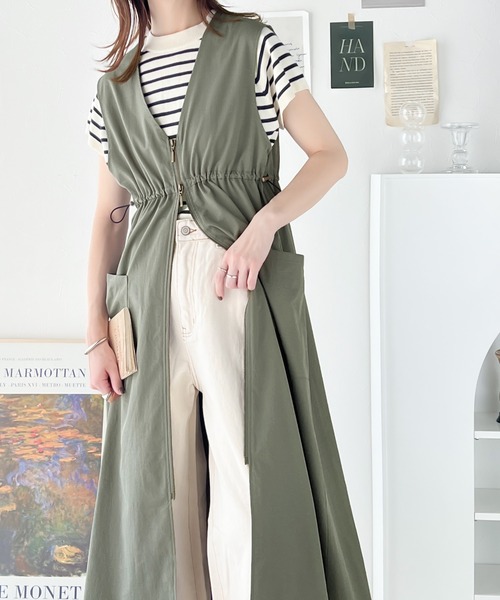 セール】ジレとしてもワンピとしても使える！2way配色ステッチダブル