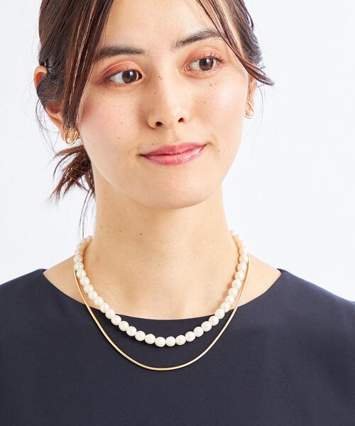 3way レイヤリングパールネックレス Reurie' ネックレス レイヤードパール＆チェーンネックレス