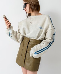 DEVICE | Chcuh ダブルライン シンプル トラックジャケット風 スウェット トレーナー(スウェット)