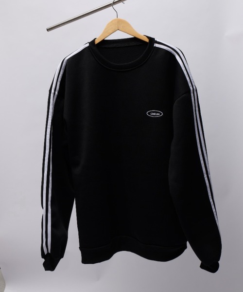 DEVICE(デバイス)の「Chcuh ダブルライン シンプル トラックジャケット風 スウェット トレーナー(スウェット・レディース・ブラック/グレー/ブラウン・FREE)」の4枚目の写真