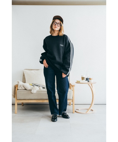 DEVICE(デバイス)の「Chcuh ダブルライン シンプル トラックジャケット風 スウェット トレーナー(スウェット・レディース・ブラック/グレー/ブラウン・FREE)」の8枚目の写真