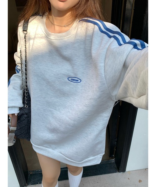 DEVICE(デバイス)の「Chcuh ダブルライン シンプル トラックジャケット風 スウェット トレーナー(スウェット・レディース・ブラック/グレー/ブラウン・FREE)」の20枚目の写真