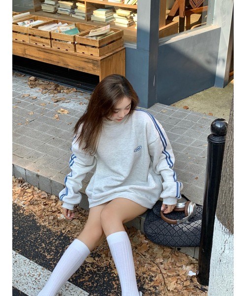 DEVICE(デバイス)の「Chcuh ダブルライン シンプル トラックジャケット風 スウェット トレーナー(スウェット・レディース・ブラック/グレー/ブラウン・FREE)」の21枚目の写真