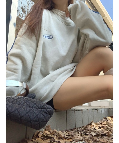 DEVICE(デバイス)の「Chcuh ダブルライン シンプル トラックジャケット風 スウェット トレーナー(スウェット・レディース・ブラック/グレー/ブラウン・FREE)」の18枚目の写真