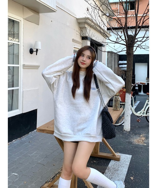 DEVICE(デバイス)の「Chcuh ダブルライン シンプル トラックジャケット風 スウェット トレーナー(スウェット・レディース・ブラック/グレー/ブラウン・FREE)」の22枚目の写真