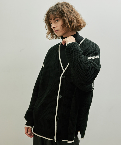 j.n.r.d(ジェー・エヌ・アール・ディー)の「j.n.r.d/配色ニットカーディガン(カーディガン/ボレロ・メンズ・ベージュ系その他/ブラック/パープル・L/M)」の6枚目の写真