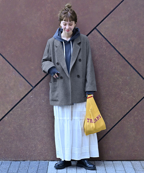 Simplicite（サンプリシテ）の「ダブルボタンテーラージャケット（テーラードジャケット・レディース・チャコールグレー/ブラウン・FREE）」の12枚目の写真