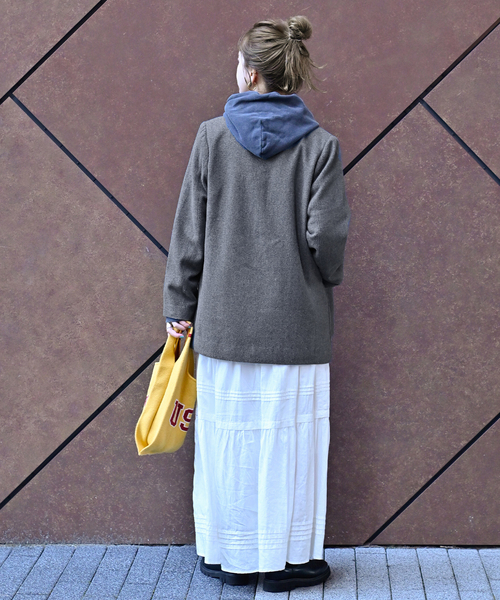 Simplicite（サンプリシテ）の「ダブルボタンテーラージャケット（テーラードジャケット・レディース・チャコールグレー/ブラウン・FREE）」の14枚目の写真