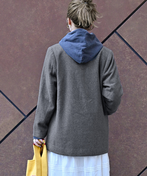 Simplicite（サンプリシテ）の「ダブルボタンテーラージャケット（テーラードジャケット・レディース・チャコールグレー/ブラウン・FREE）」の17枚目の写真