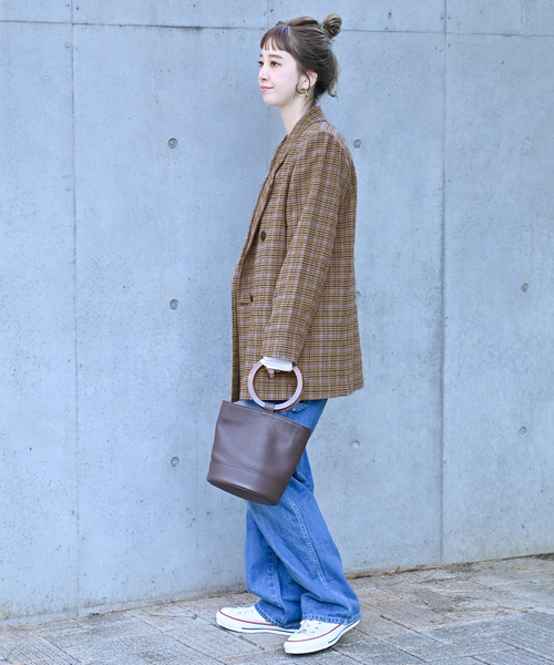 Simplicite（サンプリシテ）の「ダブルボタンテーラージャケット（テーラードジャケット・レディース・チャコールグレー/ブラウン・FREE）」の19枚目の写真