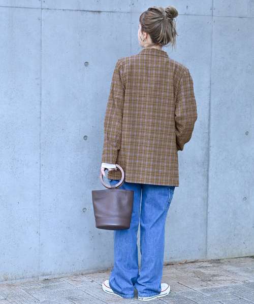 Simplicite（サンプリシテ）の「ダブルボタンテーラージャケット（テーラードジャケット・レディース・チャコールグレー/ブラウン・FREE）」の20枚目の写真