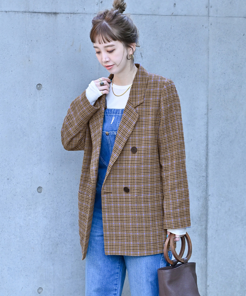 Simplicite（サンプリシテ）の「ダブルボタンテーラージャケット（テーラードジャケット・レディース・チャコールグレー/ブラウン・FREE）」の22枚目の写真