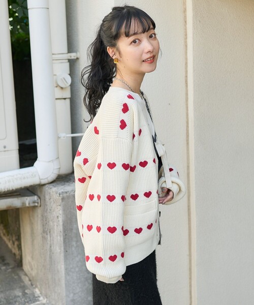 FREAK'S STORE（フリークスストア）の「ラインハート柄 カーディガン