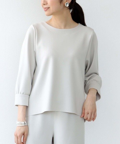 Jines(ジネス)の「アクアジャージーバックタックトップス(Tシャツ/カットソー・レディース・ネイビー/ブラック/グレー/オフホワイト・38)」の4枚目の写真