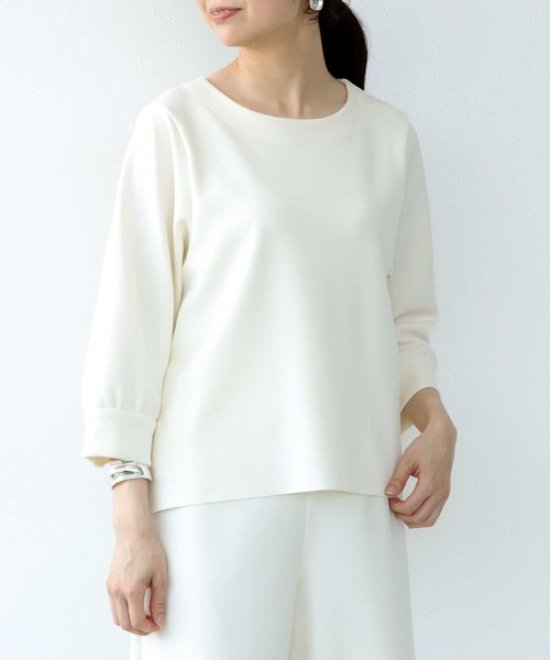 Jines(ジネス)の「アクアジャージーバックタックトップス(Tシャツ/カットソー・レディース・ネイビー/ブラック/グレー/オフホワイト・38)」の2枚目の写真