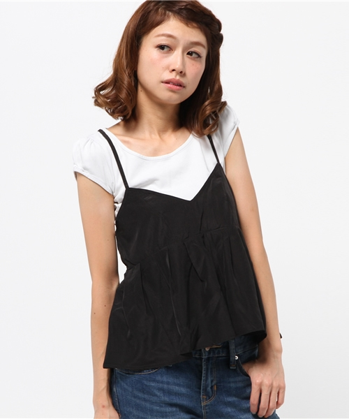 mystic（ミスティック）の「【mystic】ピーチショートキャミソール（シャツ/ブラウス・レディース・ネイビー/カーキ/ブラック/キャメル・ﾌﾘ-）」の2枚目の写真