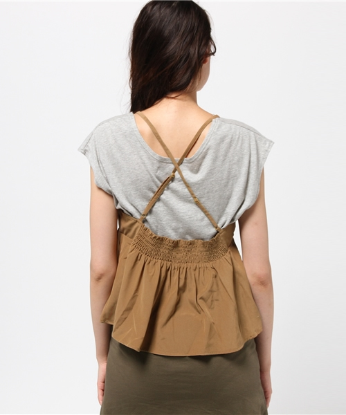 mystic（ミスティック）の「【mystic】ピーチショートキャミソール（シャツ/ブラウス・レディース・ネイビー/カーキ/ブラック/キャメル・ﾌﾘ-）」の7枚目の写真