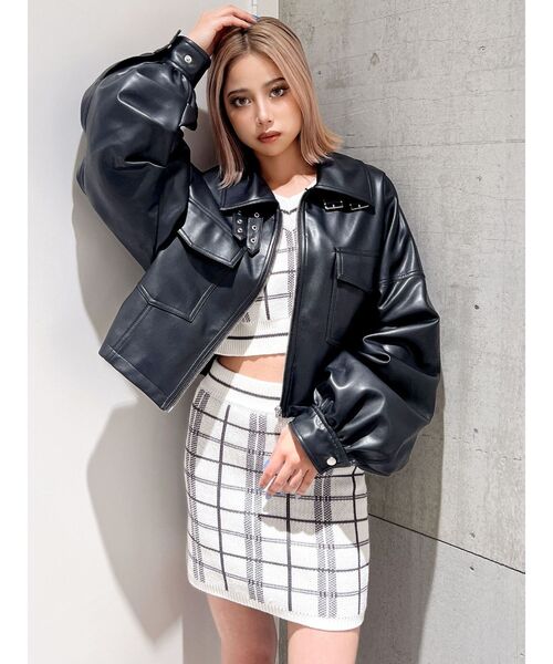 GYDA（ジェイダ）の「CHECK PATTERN チルデンニットトップス（ニット/セーター・レディース・オフホワイト/ミント・FREE）」の19枚目の写真