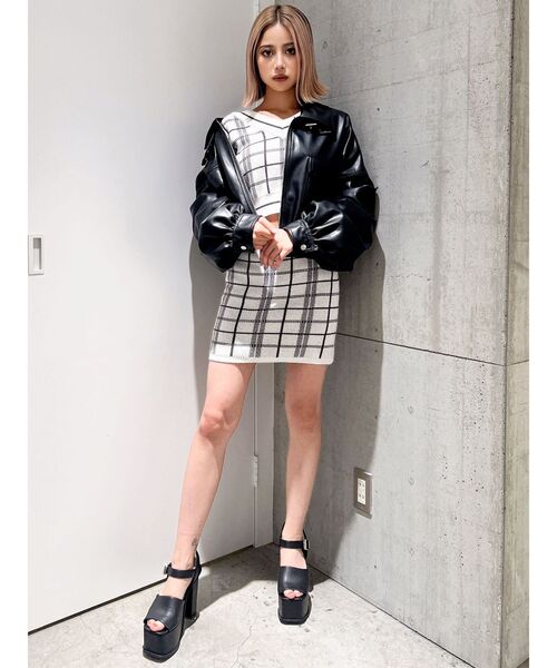 GYDA（ジェイダ）の「CHECK PATTERN チルデンニットトップス（ニット/セーター・レディース・オフホワイト/ミント・FREE）」の21枚目の写真