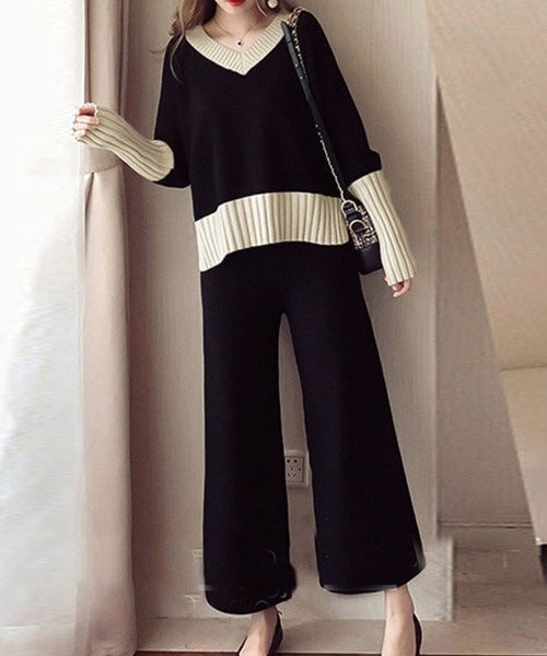 Miniministore(ミニミニストア)の「バイカラーニットセットアップ レディース(ニット/セーター・レディース・ブラック・フリー)」の5枚目の写真