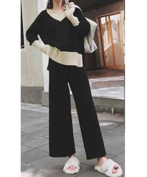 Miniministore(ミニミニストア)の「バイカラーニットセットアップ レディース(ニット/セーター・レディース・ブラック・フリー)」の9枚目の写真