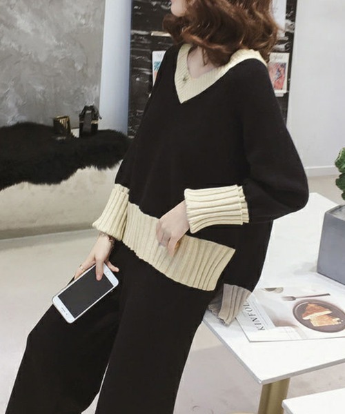 Miniministore(ミニミニストア)の「バイカラーニットセットアップ レディース(ニット/セーター・レディース・ブラック・フリー)」の12枚目の写真
