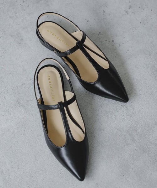 quaranciel(カランシエル)の「quaranciel: Tストラップ ポインテッド パンプス(パンプス・レディース・ブラック/ピンク/ブルー・25/45/40/30/35)」の4枚目の写真